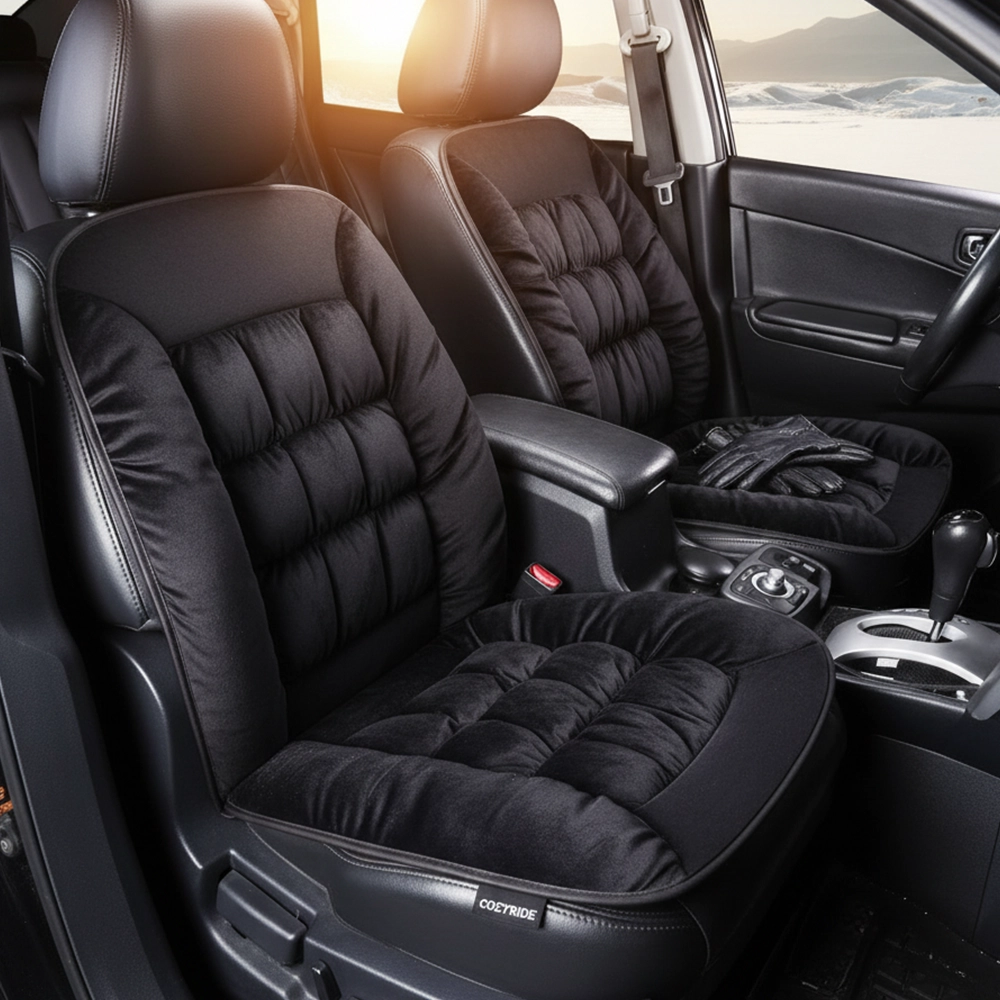 طقم فرش كراسى قطيفة 2 قطعة لون اسود