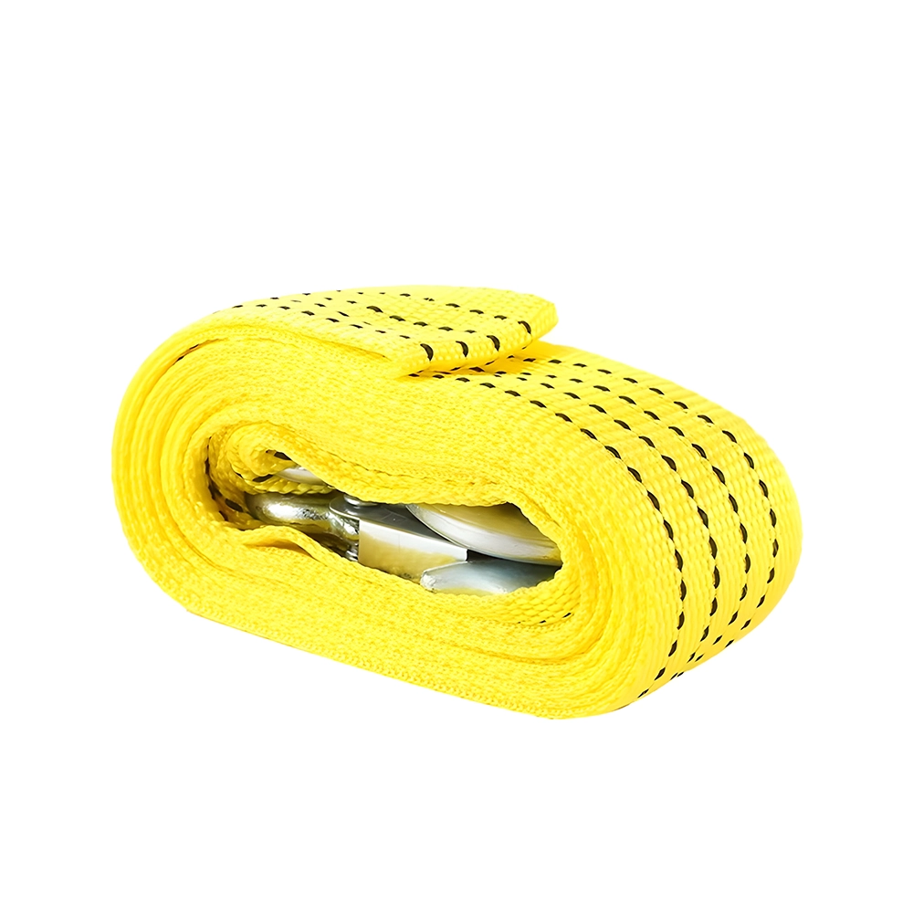 واير سحب سيارات قماش شديد التحمل (3 طن) - حبل جر متين للطوارئ مع خطافات فولاذية