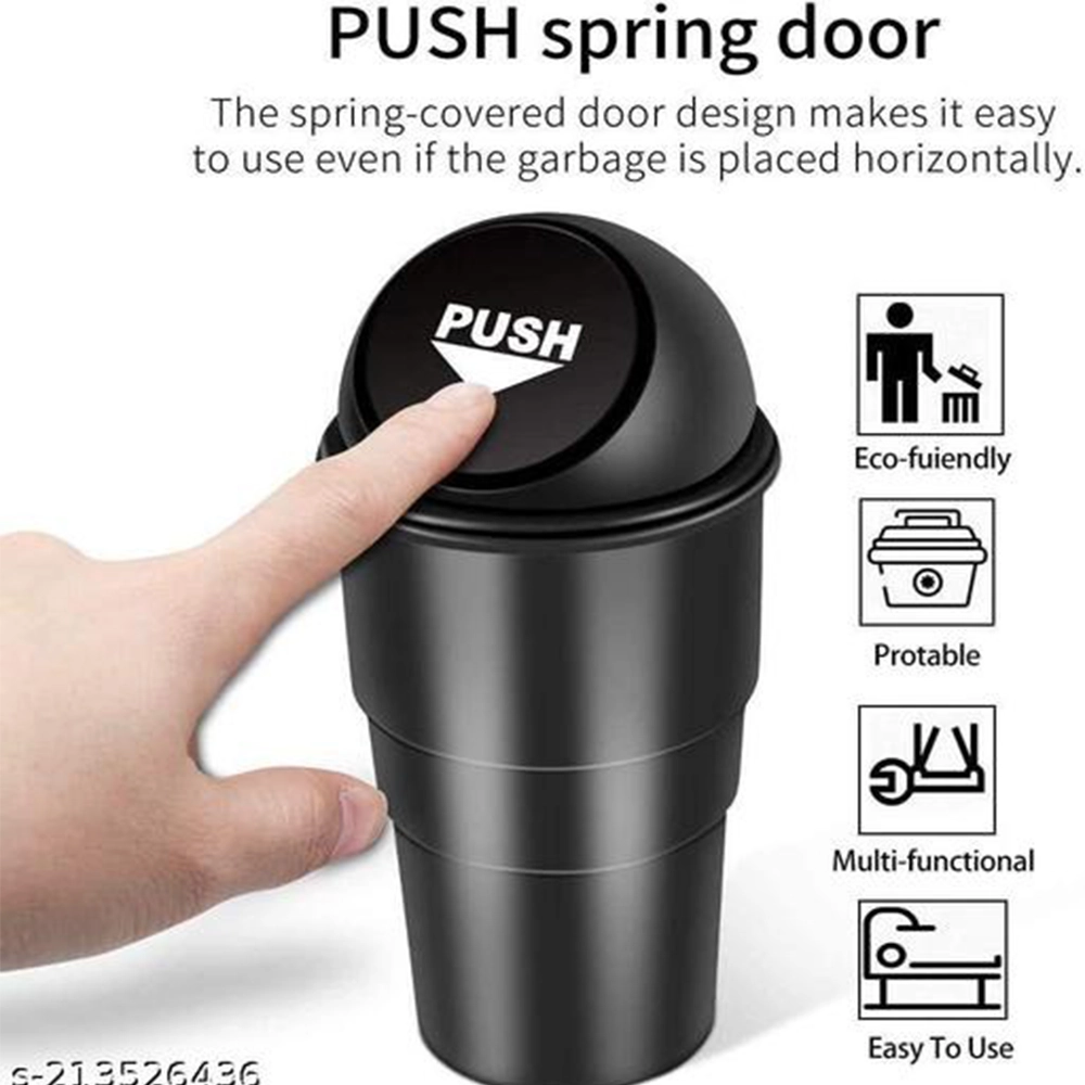 سلة مهملات للسيارة صغيرة الحجم بغطاء ضاغط (Push) - باسكت سيارة أنيق ومقاوم للتسرب