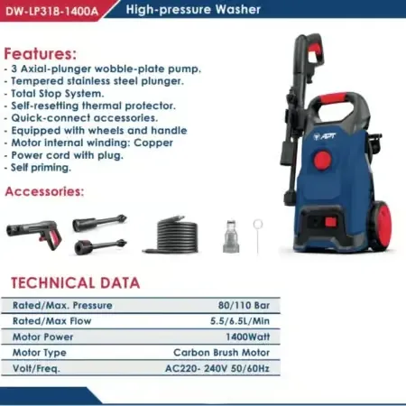 ماكينة غسيل 110 بار 1400 وات 390 لترAPT