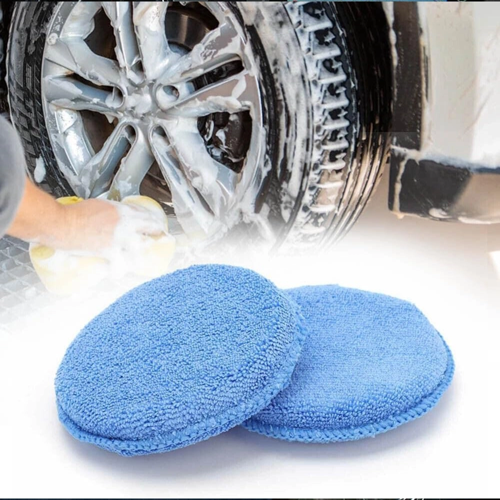 قم فوط ميكروفايبر دائري 3 قطع - إسفنج تلميع وتوزيع واكس للسيارة | فائق النعومة وعالي الامتصاص