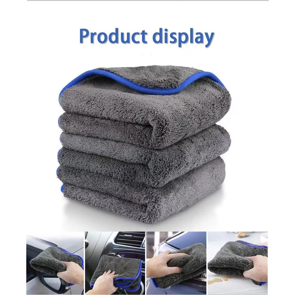 مجموعة من 3 فوطة مايكروفايبر احترافية لغسيل وتجفيف السيارات  - مقاس 35×35سم - فائقة الامتصاص والنعومة