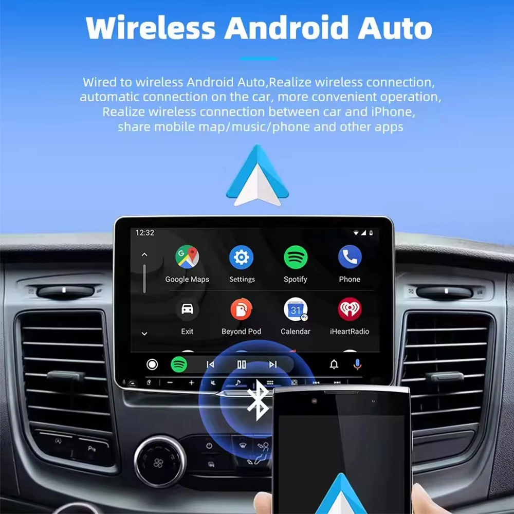 محول كار بلاي لاسلكي للايفون - الاندرويد - قطعة تحويل CarPlay السلكي إلى لاسلكي - اتصال سريع التوصيل والتشغيل (Plug & Play)