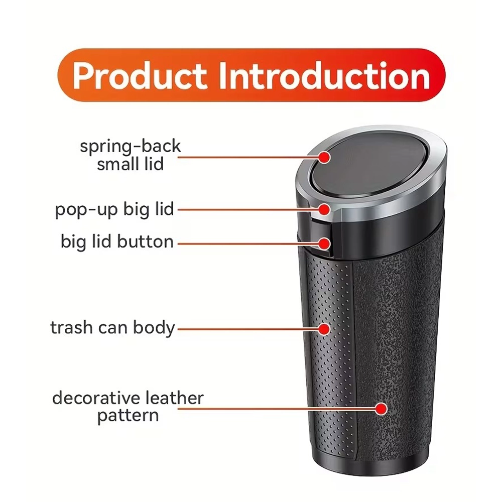 سلة مهملات سيارة محمولة  – تصميم  للأبواب والجيوب الجانبية والكاب هولدر