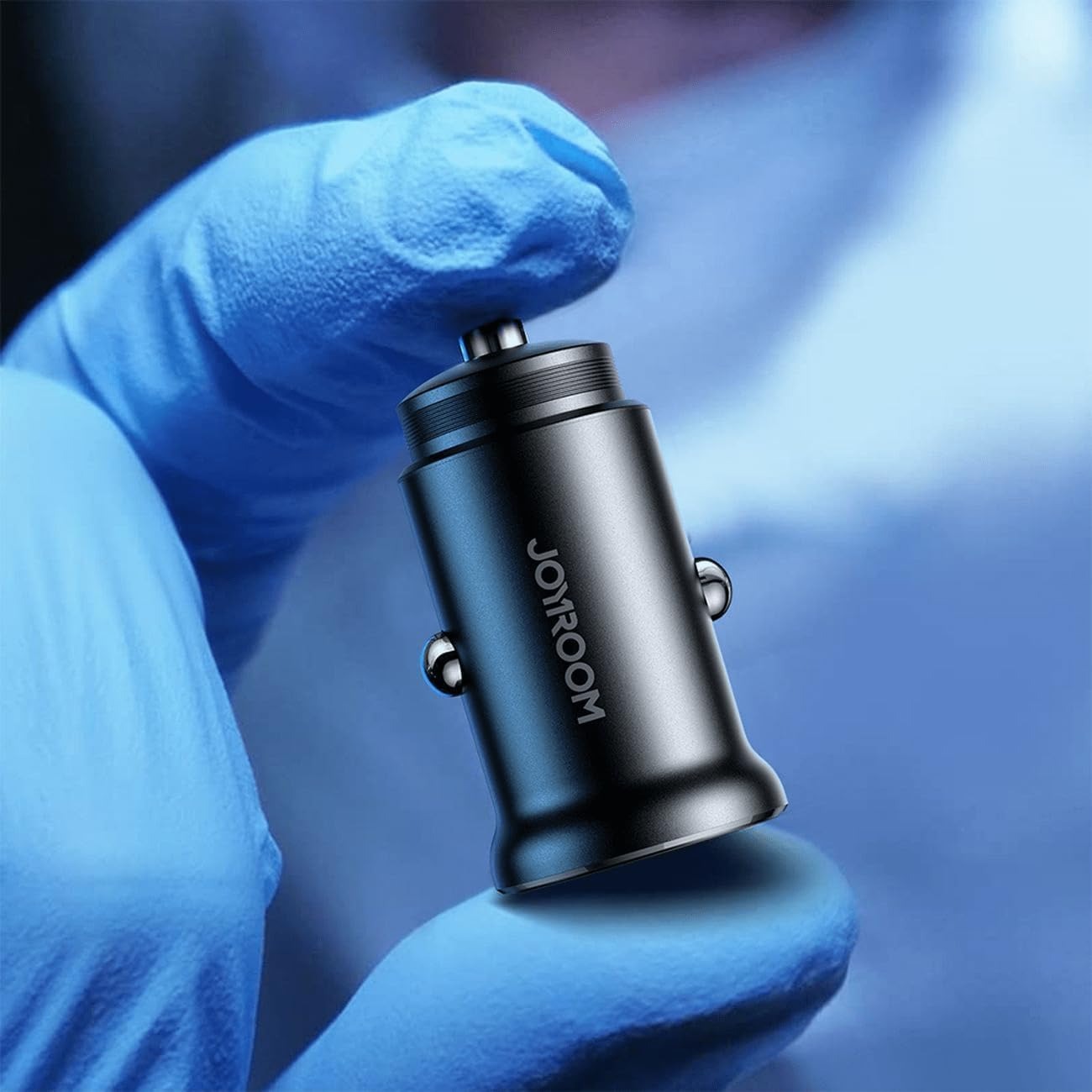 شاحن سيارة معدني صغير 30 وات بمنفذ USB-C ومنفذ USB-A للشحن السريع (PD3.0/PPS/QC3.0) بتصميم صغير من جوي روم - لون أسود، موديل JR-CCN05