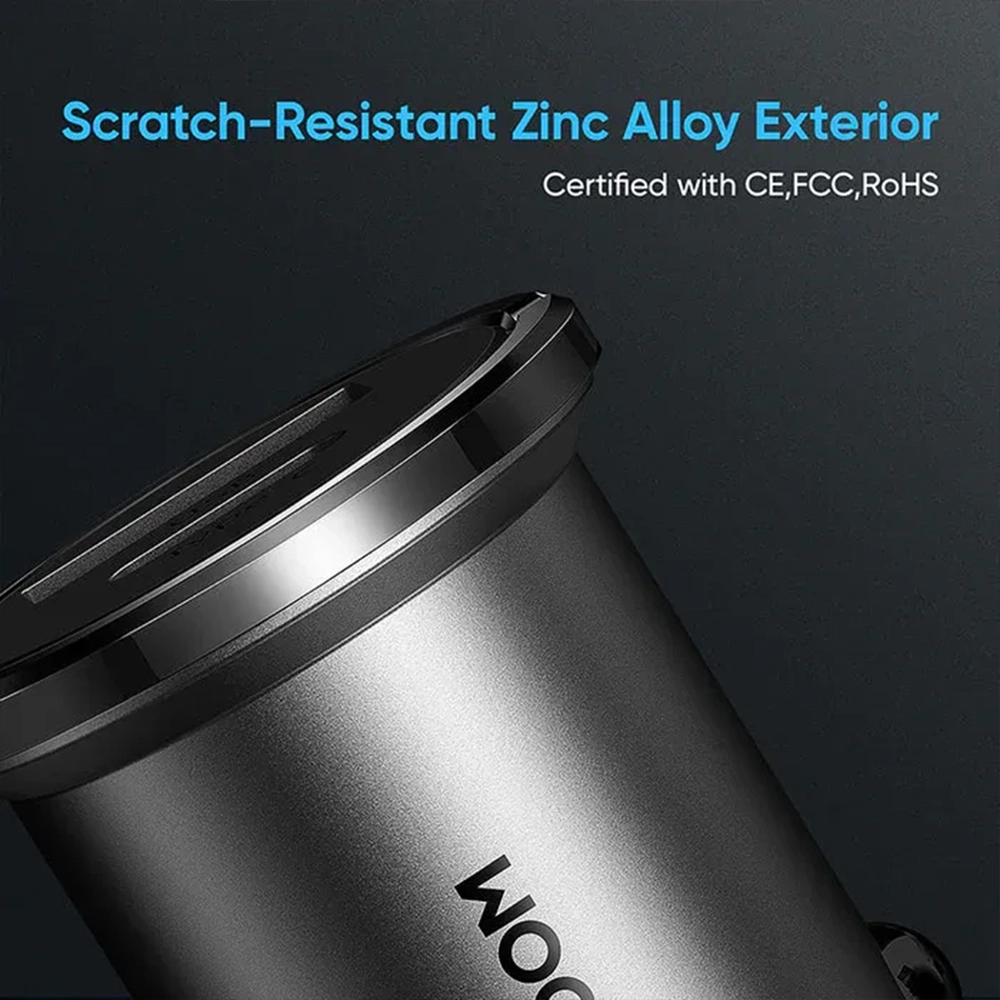 شاحن سيارة جويروم C-A35 ميني 45 واط – منفذين USB و Type-C بتصميم حلقة سحب وتقنية شحن سريع PD 3.0 & QC 3.0