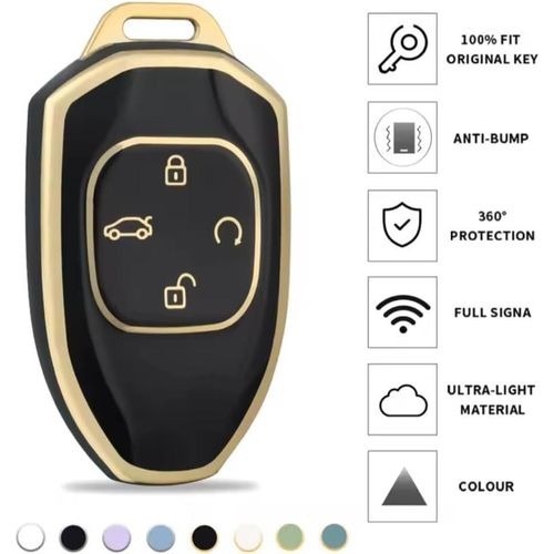 غطاء حماية لمفتاح السيارة بـ4 مفاتيح مناسب لGAC - Empow- Emzoom-Emkoo  (اسود فضي