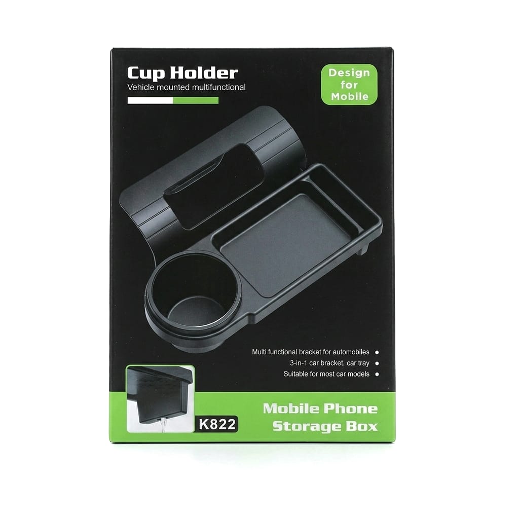 منظم وحامل أكواب وهواتف للسيارة 3 في 1 (Cup Holder K822) 