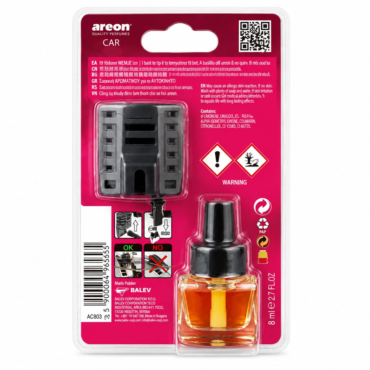 معطر سيارة أريون Areon CAR – رائحة Romance مع جهاز توزيع