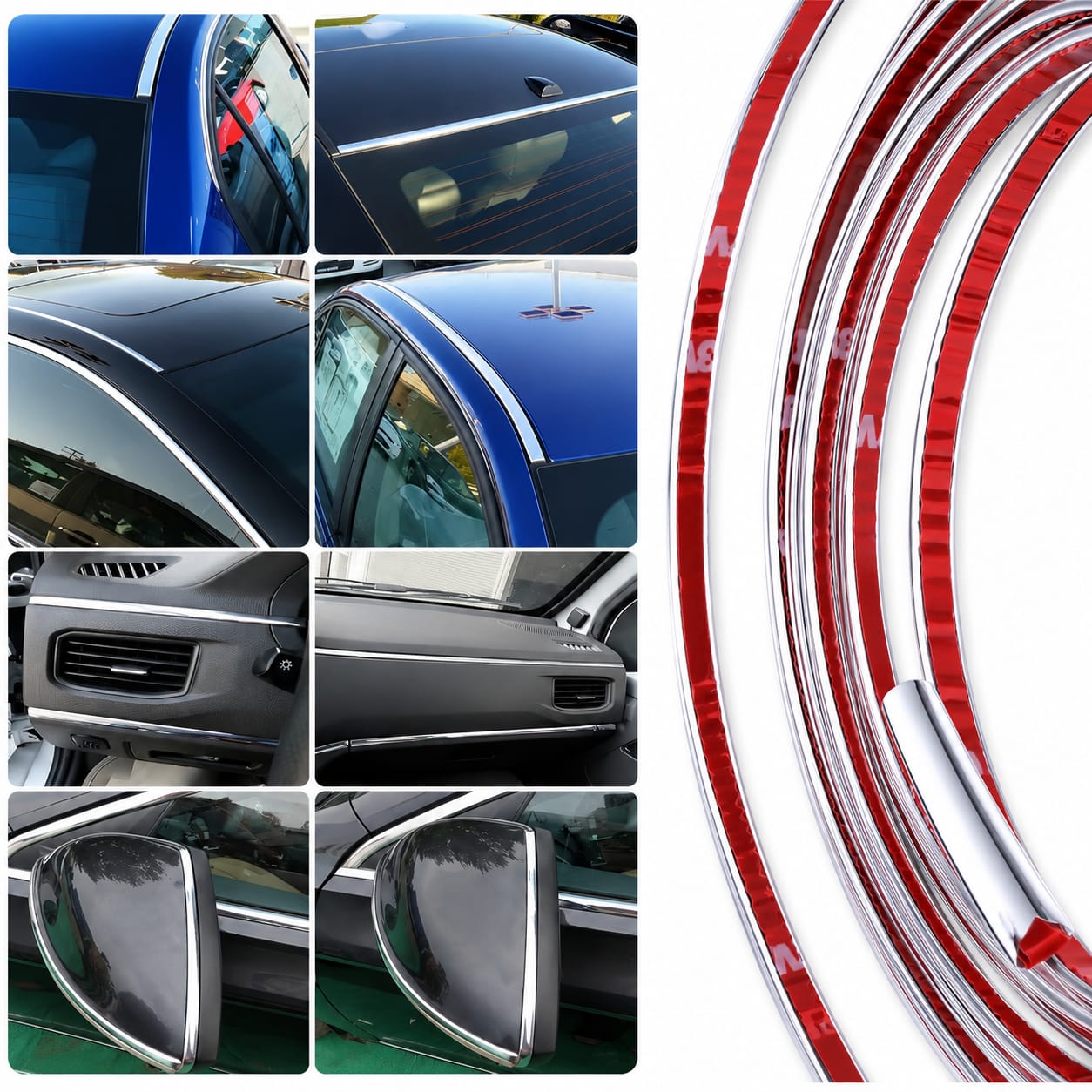 شريط كروم لاصق لتزيين حواف السيارة – Chrome Trim Strip-18m 