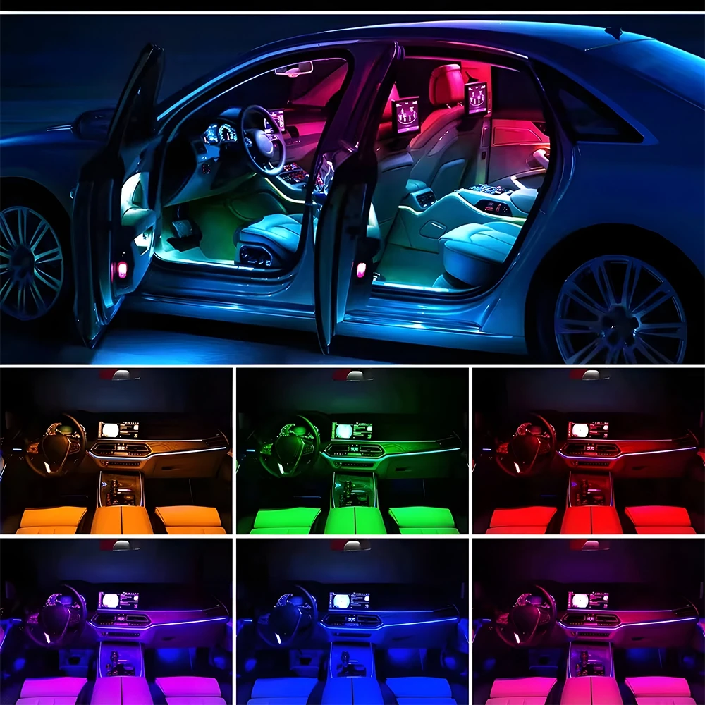 إضاءة LED داخلية ملونة للسيارة مع تحكم عبر ريموت - 4 لون