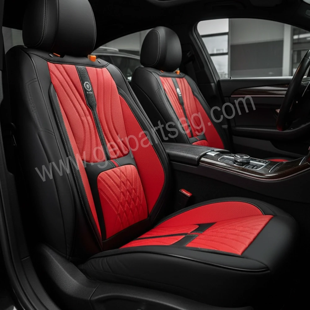 طقم كسوة كراسى جلد  أسود * أحمر