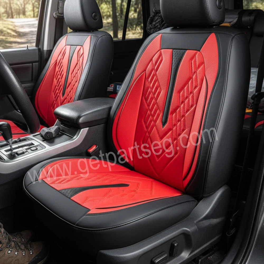 طقم كسوة كراسى جلد  أسود * أحمر