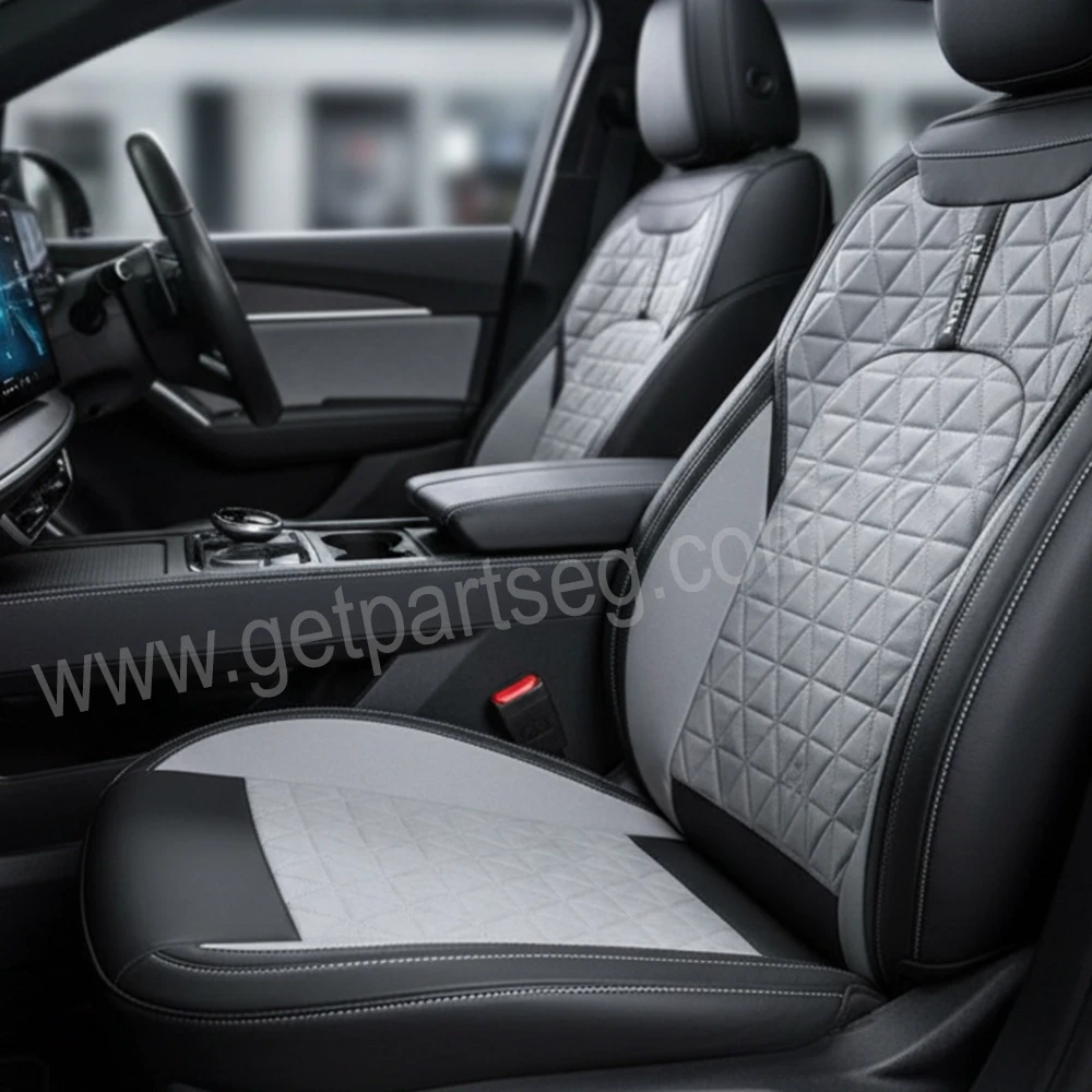 طقم كسوة كراسى جلد  - لون رصاصى