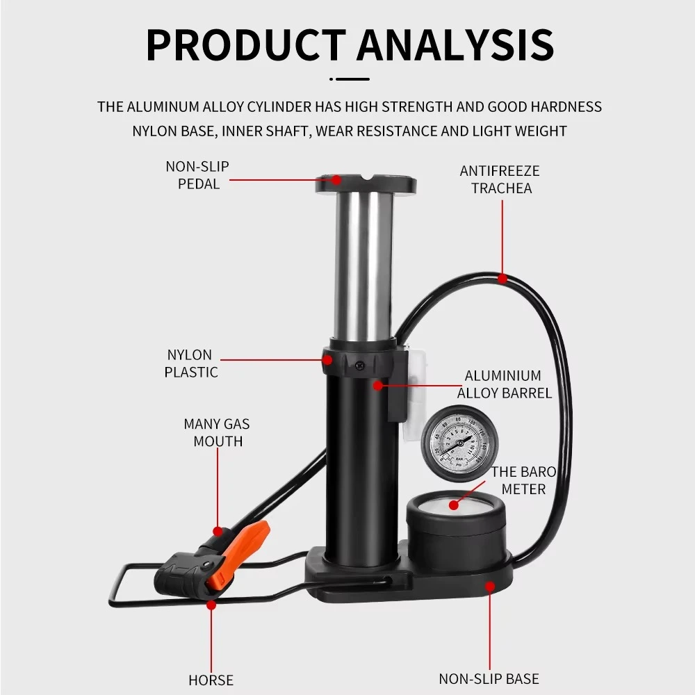منفاخ رجل يدوى للسيارات والعجل والكور والعوامات