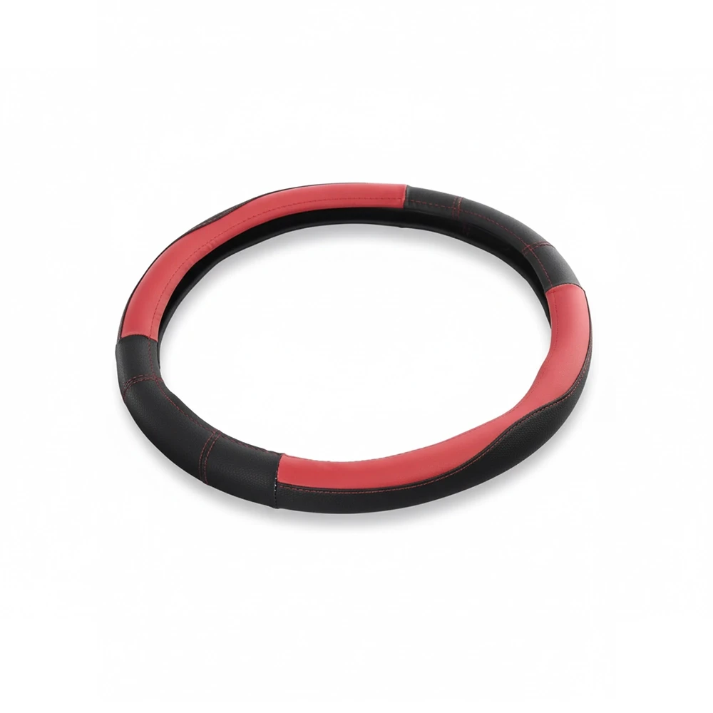 جراب طارة جلد دائرى لون أسود * أحمر  - كفر دركسيون فخم بتصميم عصري وملمس مريح