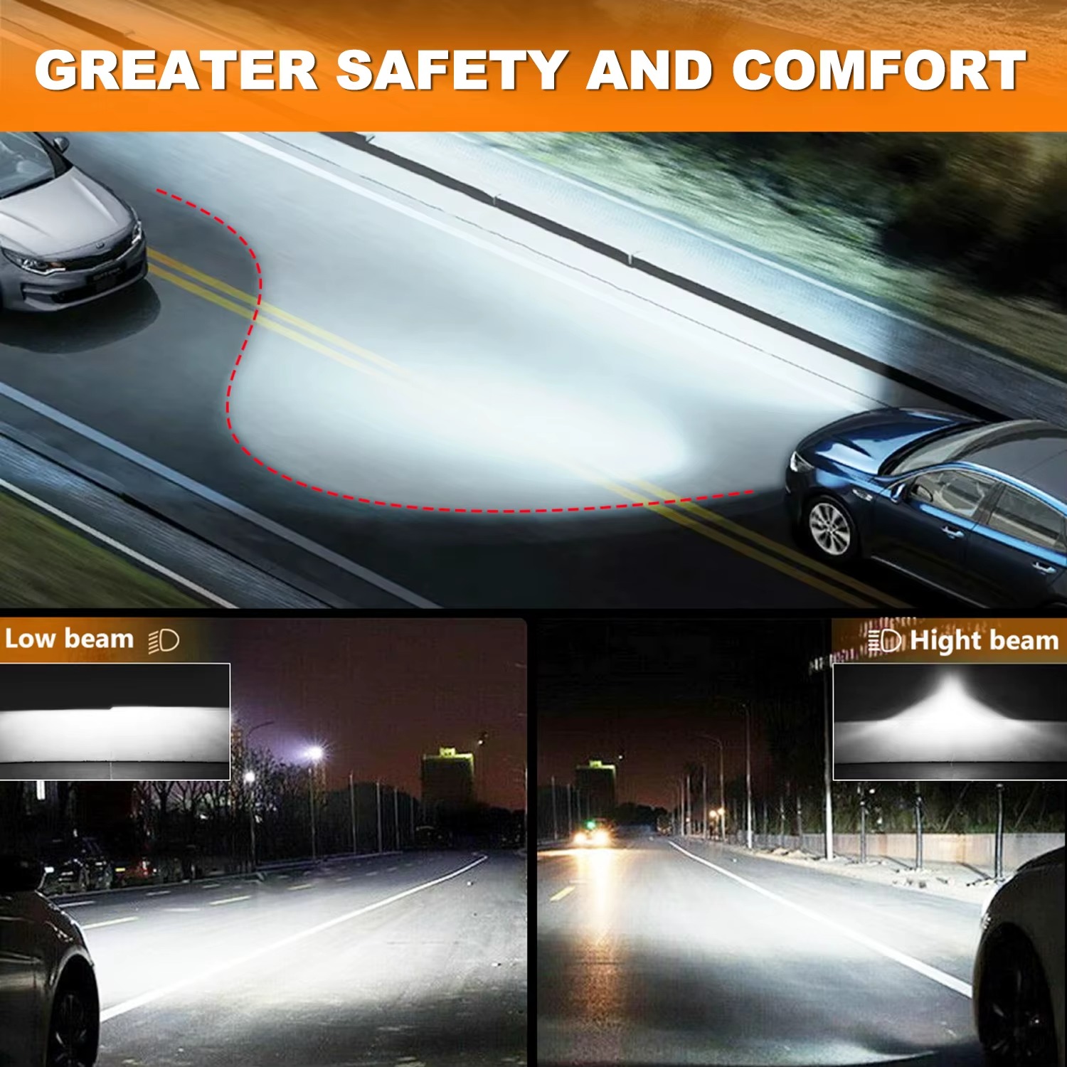 طقم لمبات ليد K20 للسيارات - قوة 65W وإضاءة 6500LM - أبيض  6000K - مقاس H1