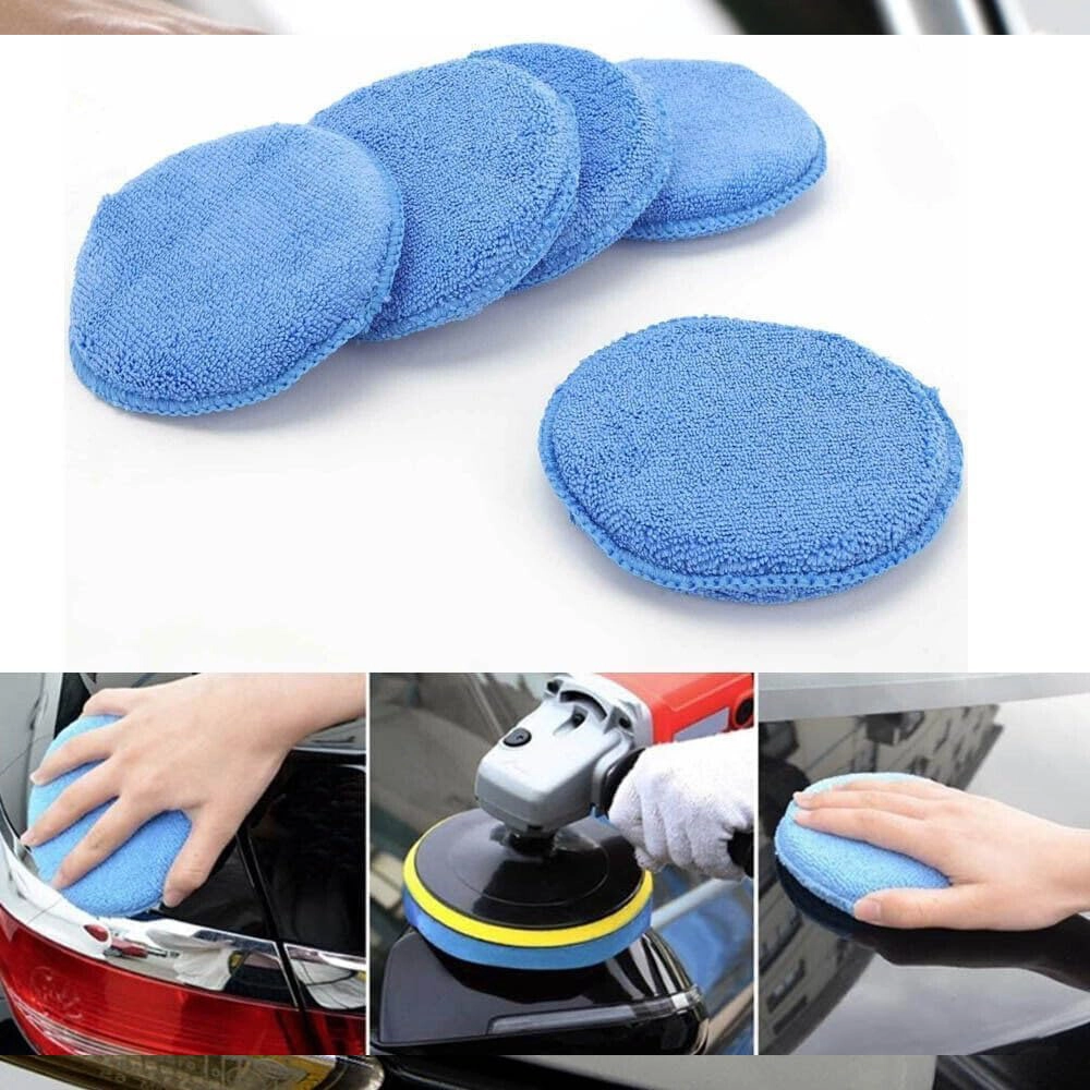 قم فوط ميكروفايبر دائري 3 قطع - إسفنج تلميع وتوزيع واكس للسيارة | فائق النعومة وعالي الامتصاص