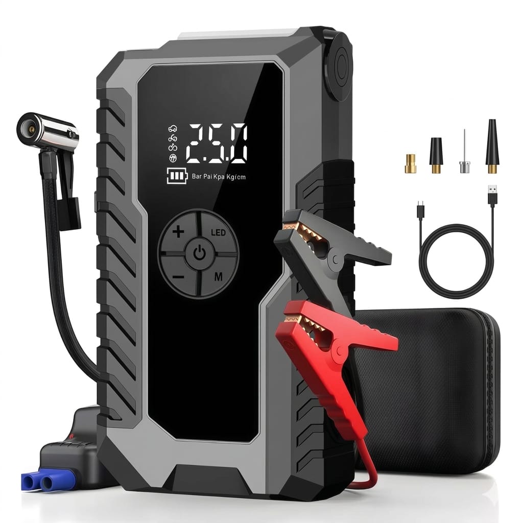 X-Technology Ultra Power 10000A* (جامب ستارتر 10000 أمبير + منفاخ إطارات رقمي + باور بانك + كشاف)