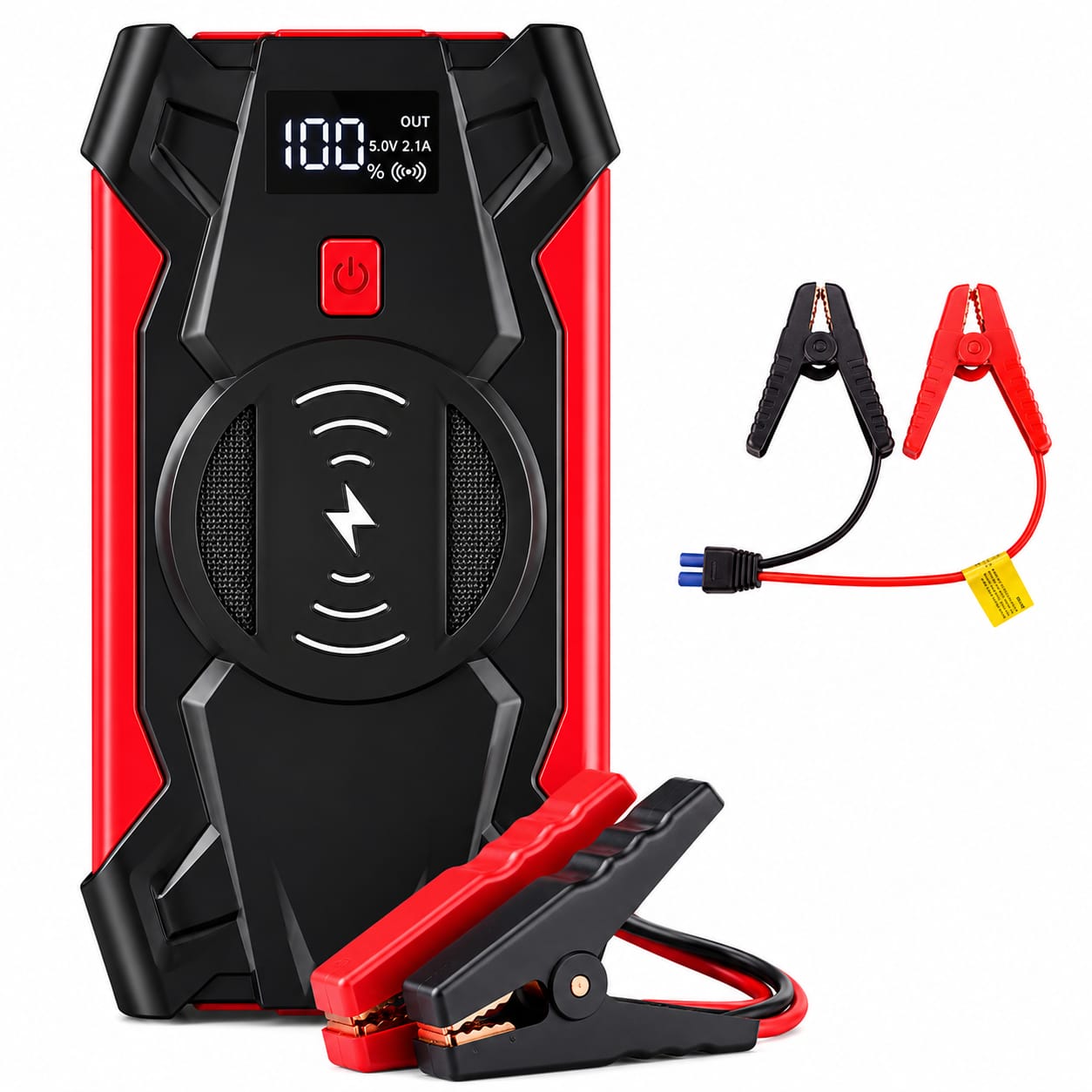 باور بانك تشغيل السيارة المحمول مع شاحن لاسلكي ووصلة بطارية (Car Jump Starter Power Bank)