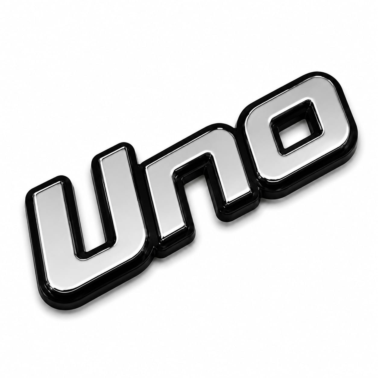 شعار سيارة ثلاثي الأبعاد UNO بتصميم معدني لامع