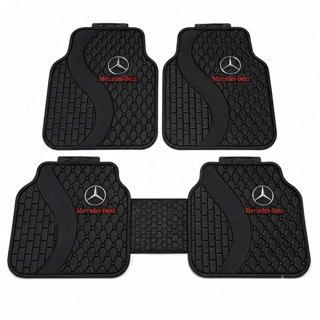 طقم دواسات سيارة Mercedes-Benz مطاط مقاوم للماء – 5 قطع –تصميم رياضي