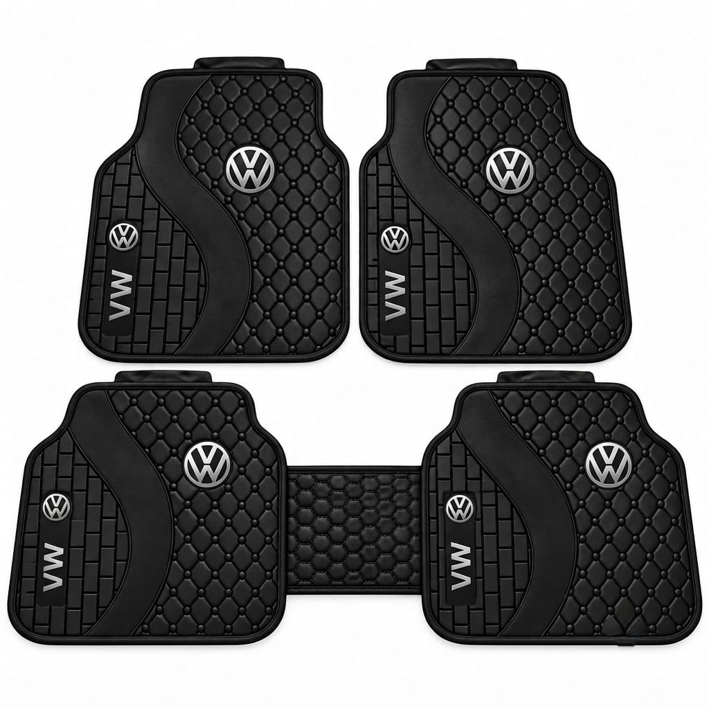 طقم دواسات سيارة VW مطاط مقاوم للماء – 5 قطع –تصميم رياضي
