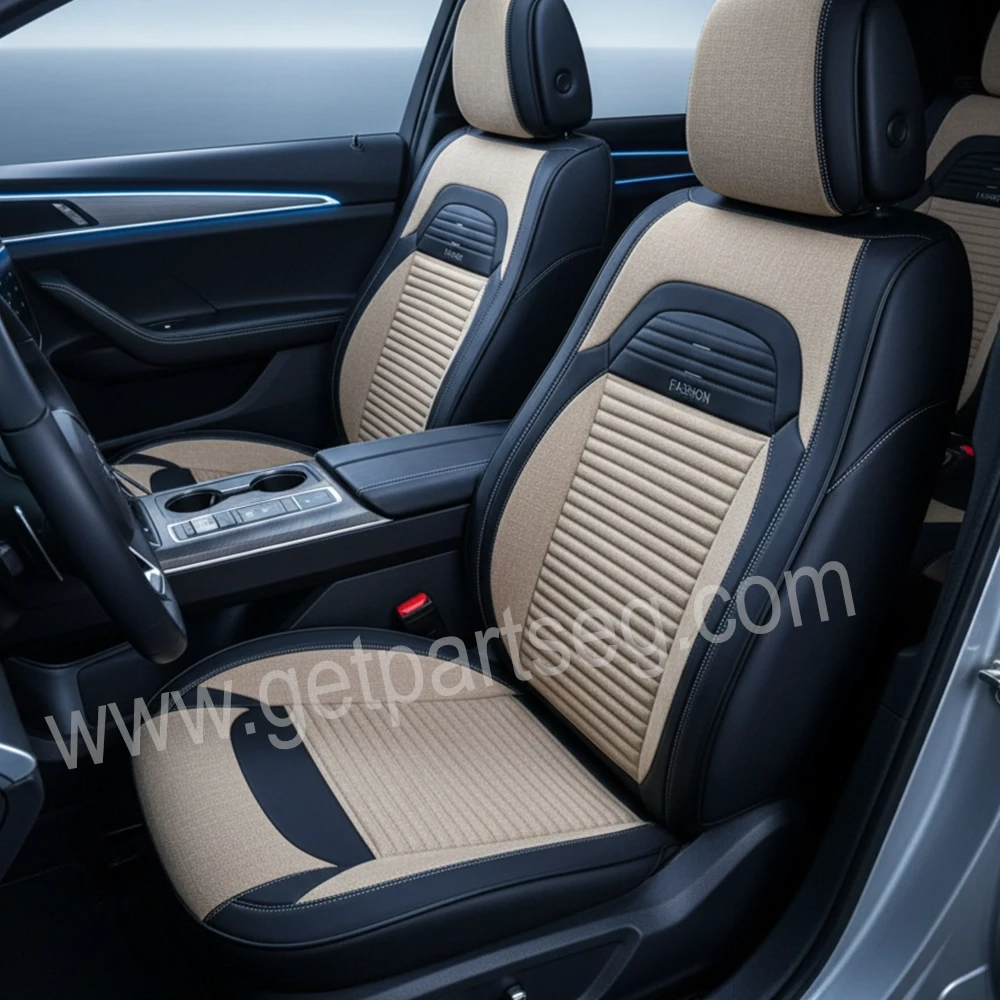 طقم كسوة كراسى جلد * كتان - لون بيج