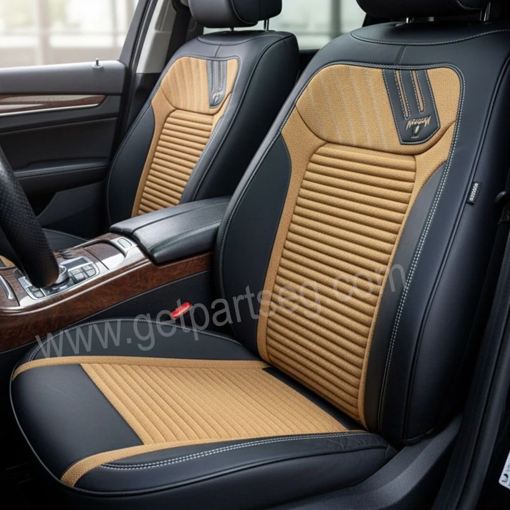 طقم كسوة كراسى جلد كتان  - لون جملى