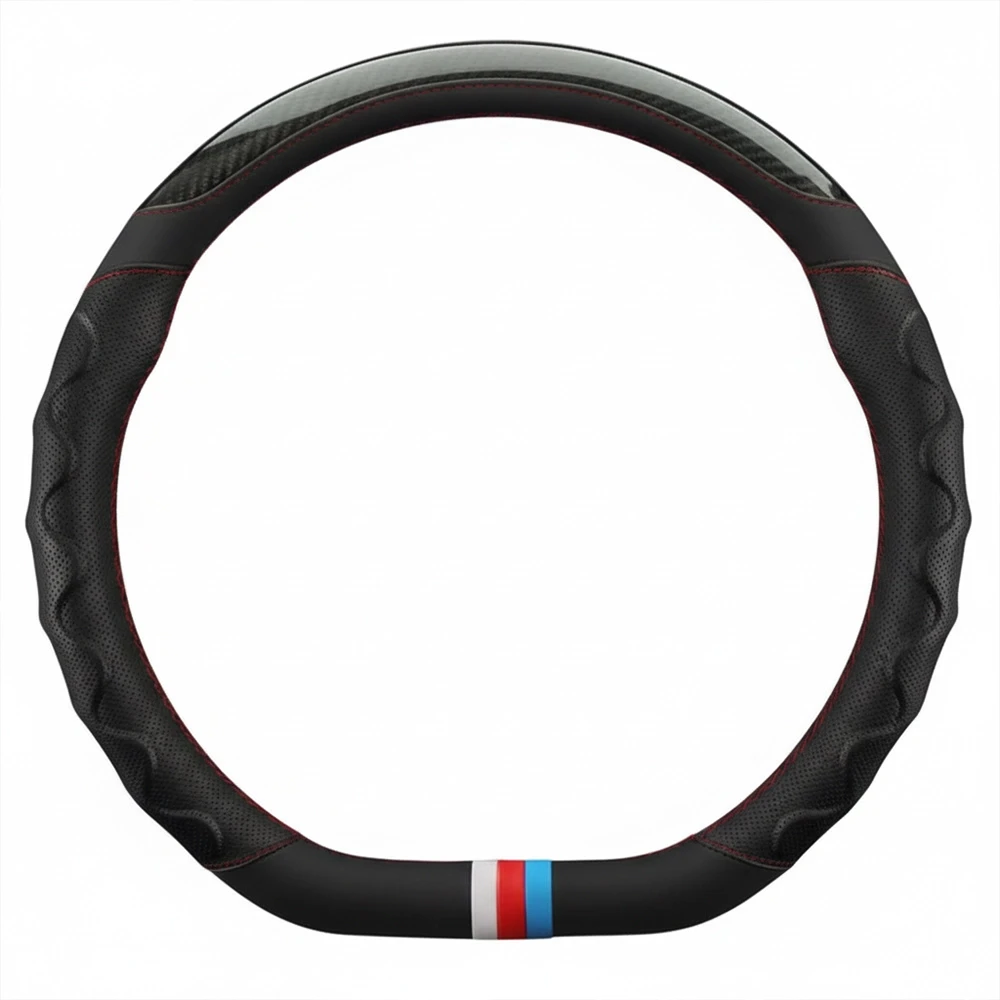 جراب طارة جلد أسود قشط D-Shape - مناسب لبعض السيارات