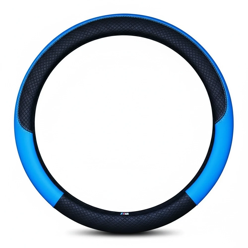 جراب طارة جلد دائرى لون اسود * ازرق - كفر دركسيون فخم بتصميم عصري وملمس مريح