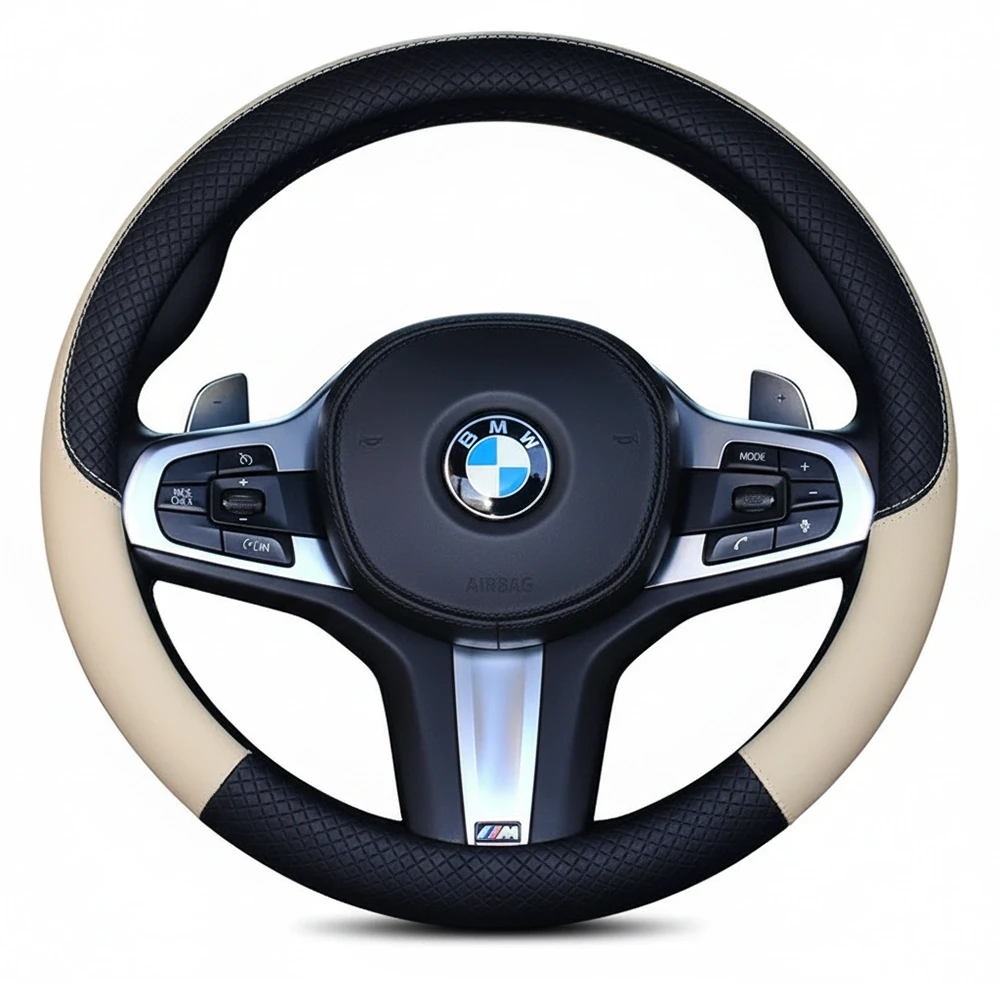 جراب طارة جلد دائرى لون اسود *  بيج - كفر دركسيون فخم بتصميم عصري وملمس مريح