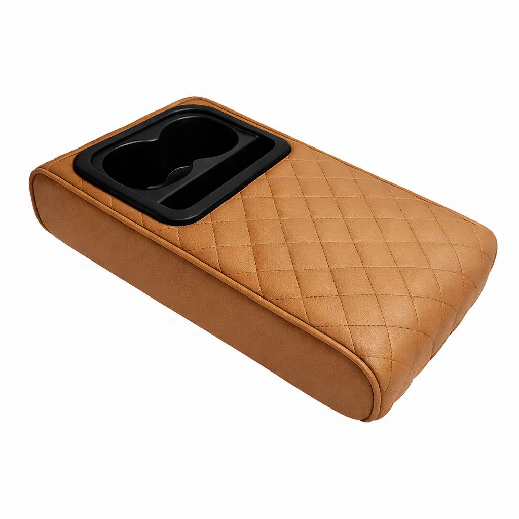 مسند يد السيارة الفاخر مع حامل أكواب - راحة قصوى وتصميم ملكي - لون جملى